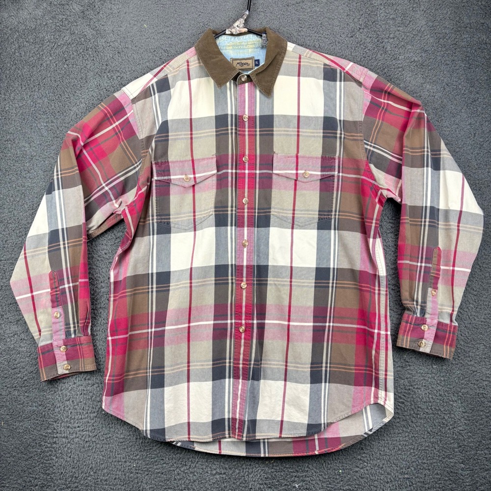 Vtg Roper Plaid Long Sleeve Button Up Shirt Men XL Western‎ Rodeo Cowboy Casual